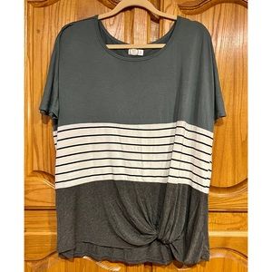 Maurice’s 24/7 Colorblock Striped Knot Hem Tee - Size XL